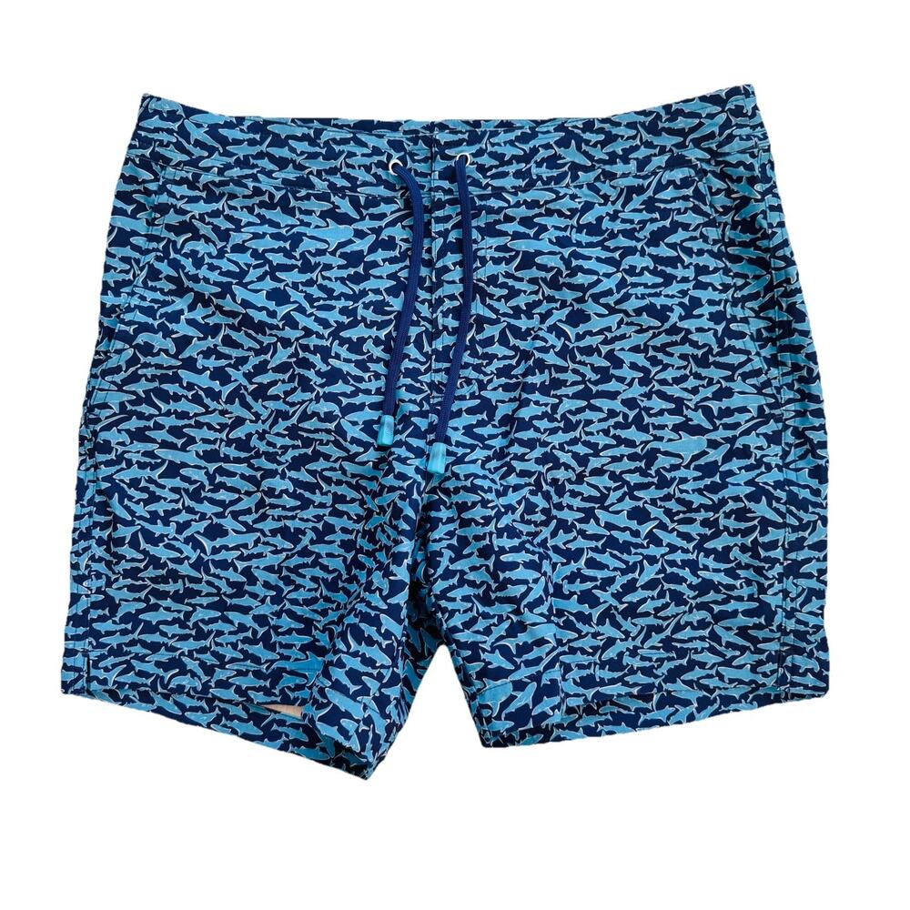 Tori Richard Tradewind Tech Sharks Lined Swim Trunks Shorts 32 EUC Beach Vaca